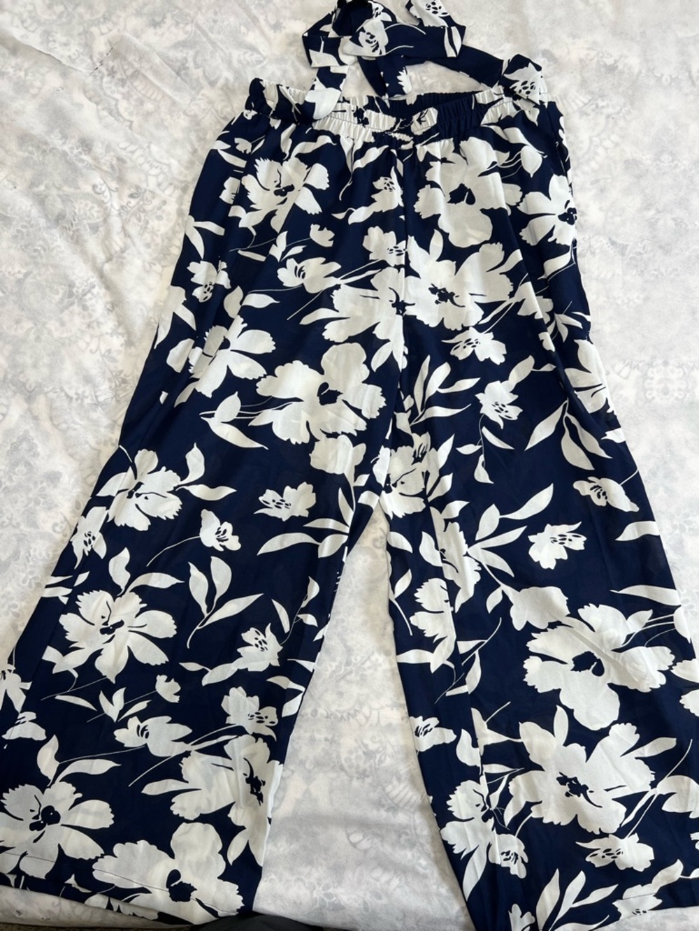 Bloomchic Sz 10 Wide Leg Coastal Cottagecore Pull On Boho Chic Flowy Flower Pant